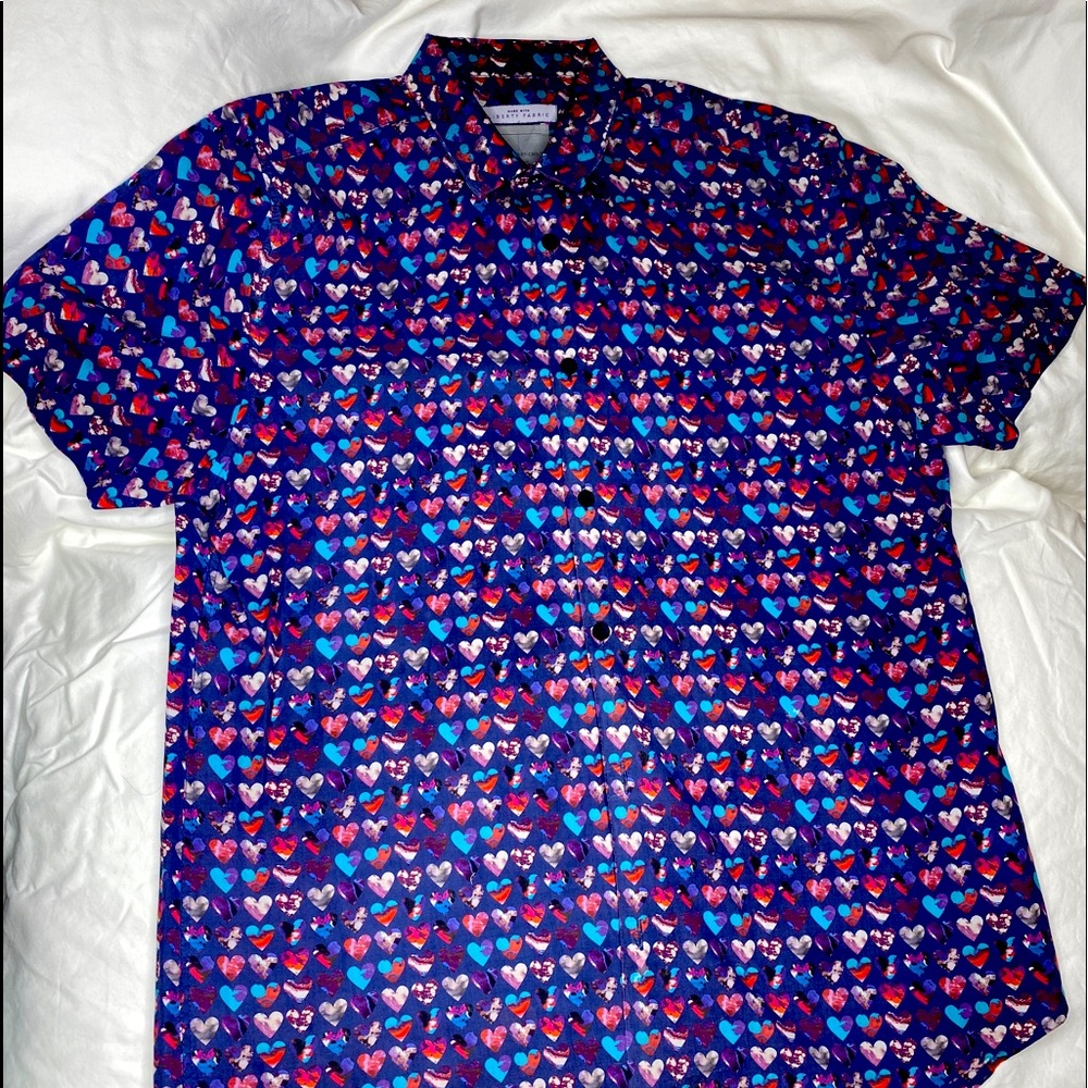 Topman shirtsleeve button down heart shirt